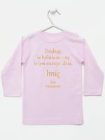 podziękowania w dniu chrztu nadruk złoty koszulka z długim rękawem kolor różowy 135