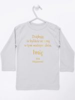 podziękowania w dniu chrztu nadruk złoty koszulka z długim rękawem kolor szary 135
