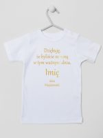 podziękowania w dniu chrztu nadruk złoty koszulka z krótkim rękawem kolor biały 135
