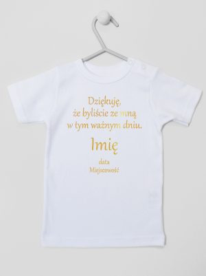 podziękowania w dniu chrztu nadruk złoty koszulka z krótkim rękawem kolor biały 135