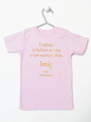 podziękowania w dniu chrztu nadruk złoty koszulka z krótkim rękawem kolor różowy 135