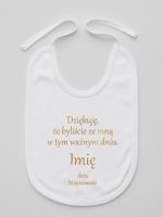 podziękowania w dniu chrztu nadruk złoty śliniak niemowlęcy kolor biały 135