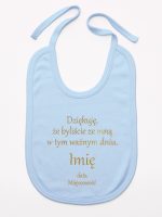 podziękowania w dniu chrztu nadruk złoty śliniak niemowlęcy kolor błękitny 135