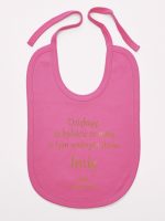 podziękowania w dniu chrztu nadruk złoty śliniak niemowlęcy kolor ciemny różowy 135