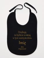 podziękowania w dniu chrztu nadruk złoty śliniak niemowlęcy kolor czarny 135