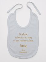 podziękowania w dniu chrztu nadruk złoty śliniak niemowlęcy kolor szary 135