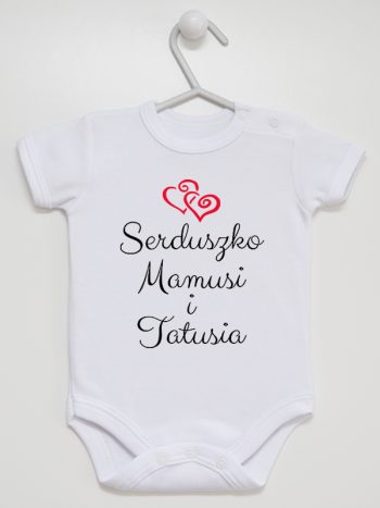 serduszko mamusi i tatusia body z krótkim rękawem kolor biały 236