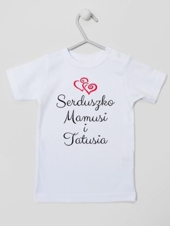 serduszko mamusi i tatusia koszulka z krótkim rękawem kolor biały 236