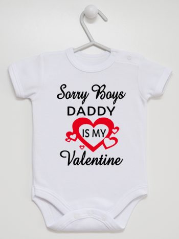 sorry boys daddy is my valentine body z krótkim rękawem kolor biały 188