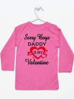 sorry boys daddy is my valentine koszulka z długim rękawem kolor ciemny różowy 188