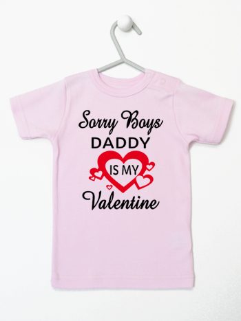 sorry boys daddy is my valentine koszulka z krótkim rękawem kolor różowy 188