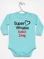 super wnusia babci z imieniem body z długim rękawem kolor miętowy 095