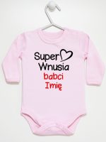 super wnusia babci z imieniem body z długim rękawem kolor różowy 095