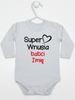 super wnusia babci z imieniem body z długim rękawem kolor szary 095