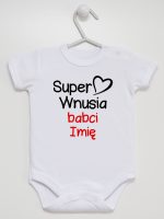 super wnusia babci z imieniem body z krótkim rękawem kolor biały 095