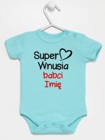 super wnusia babci z imieniem body z krótkim rękawem kolor miętowy 095