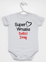 super wnusia babci z imieniem body z krótkim rękawem kolor szary 095