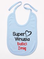 super wnusia babci z imieniem śliniak niemowlęcy kolor błękitny 095