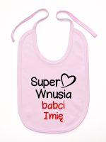 super wnusia babci z imieniem śliniak niemowlęcy kolor różowy 095