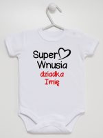 super wnusia dziadka z imieniem body z krótkim rękawem kolor biały 094 super wnusia dziadka z imieniem body z krótkim rękawem kolor biały 094