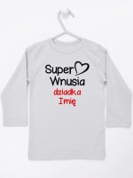 super wnusia dziadka z imieniem koszulka z długim rękawem kolor szary 094 super wnusia dziadka z imieniem koszulka z długim rękawem kolor szary 094