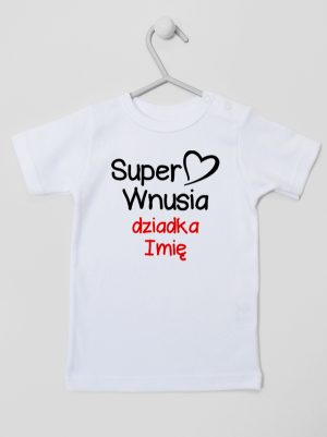 super wnusia dziadka z imieniem koszulka z krótkim rękawem kolor biały 094