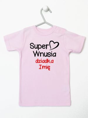 super wnusia dziadka z imieniem koszulka z krótkim rękawem kolor różowy 094