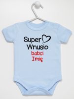 super wnusio babci z imieniem body z krótkim rękawem kolor błękitny 097 super wnusio babci z imieniem body z krótkim rękawem kolor błękitny 097