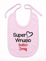 super wnusio babci z imieniem śliniak niemowlęcy kolor różowy 097