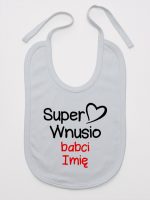 super wnusio babci z imieniem śliniak niemowlęcy kolor szary 097
