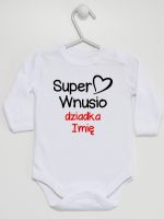 super wnusio dziadka z imieniem body z długim rękawem kolor biały 096 super wnusio dziadka z imieniem body z długim rękawem kolor biały 096