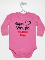super wnusio dziadka z imieniem body z długim rękawem kolor ciemny różowy 096 super wnusio dziadka z imieniem body z długim rękawem kolor ciemny różowy 096