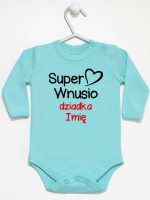 super wnusio dziadka z imieniem body z długim rękawem kolor miętowy 096 super wnusio dziadka z imieniem body z długim rękawem kolor miętowy 096