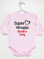 super wnusio dziadka z imieniem body z długim rękawem kolor różowy 096 super wnusio dziadka z imieniem body z długim rękawem kolor różowy 096