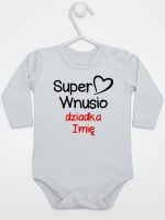 super wnusio dziadka z imieniem body z długim rękawem kolor szary 096 super wnusio dziadka z imieniem body z długim rękawem kolor szary 096