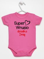 super wnusio dziadka z imieniem body z krótkim rękawem kolor ciemny rózowy 096 super wnusio dziadka z imieniem body z krótkim rękawem kolor ciemny rózowy 096