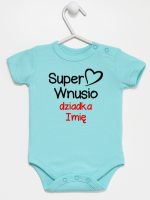 super wnusio dziadka z imieniem body z krótkim rękawem kolor miętowy 096 super wnusio dziadka z imieniem body z krótkim rękawem kolor miętowy 096