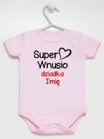super wnusio dziadka z imieniem body z krótkim rękawem kolor różowy 096 super wnusio dziadka z imieniem body z krótkim rękawem kolor różowy 096