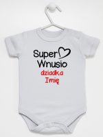 super wnusio dziadka z imieniem body z krótkim rękawem kolor szary 096 super wnusio dziadka z imieniem body z krótkim rękawem kolor szary 096
