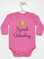 synek indealny z koroną body z długim rękawem kolor ciemny różowy 246