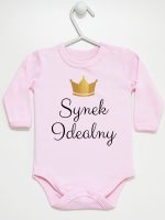 synek indealny z koroną body z długim rękawem kolor różowy 246