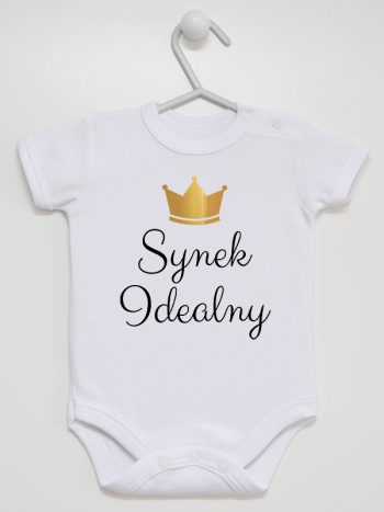 synek indealny z koroną body z krótkim rękawem kolor biały 246