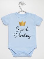 synek indealny z koroną body z krótkim rękawem kolor błękitny 246
