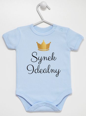 synek indealny z koroną body z krótkim rękawem kolor błękitny 246