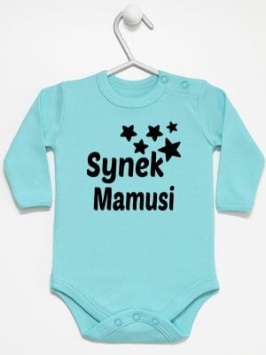 synek mamusi z gwiazdkami body z długim rękawem kolor miętowy 069