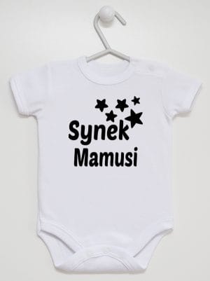 synek mamusi z gwiazdkami body z krótkim rękawem kolor biały 069