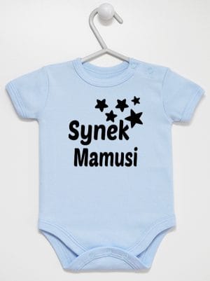synek mamusi z gwiazdkami body z krótkim rękawem kolor błękitny 069