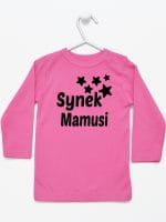 synek mamusi z gwiazdkami koszulka z długim rękawem kolor ciemny różowy 069