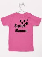 synek mamusi z gwiazdkami koszulka z krótkim rękawem kolor ciemny różowy 069