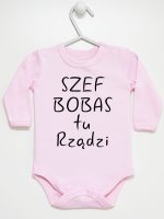 szef bobas tu rządzi body z długim rękawem kolor różowy 247 szef bobas tu rządzi body z długim rękawem kolor różowy 247